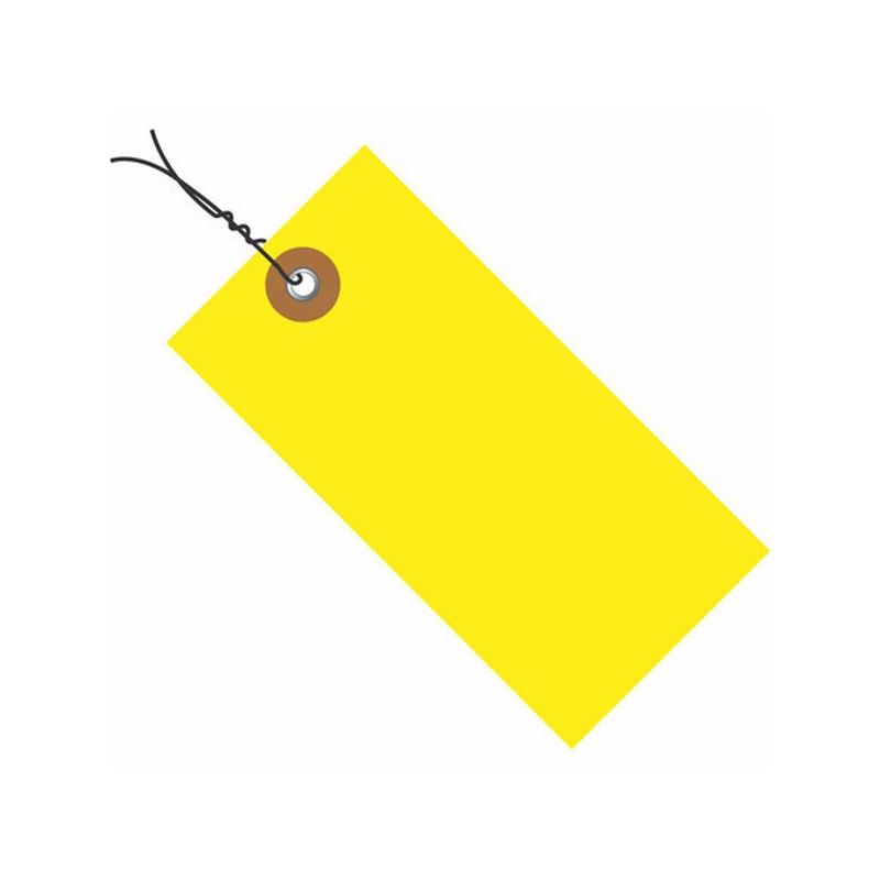 Box Packaging Tyvek Shipping Tag, 31/8" x 61/4", Yellow, PreWired